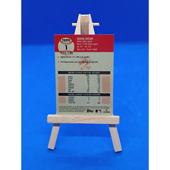 2022 Shohei Ohtani #1 SP 146/199 Topps Chrome Plat. Ann. Blue Mini Diamond - Picture 6 of 7